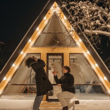 Propuesta de matrimonio en la nieve