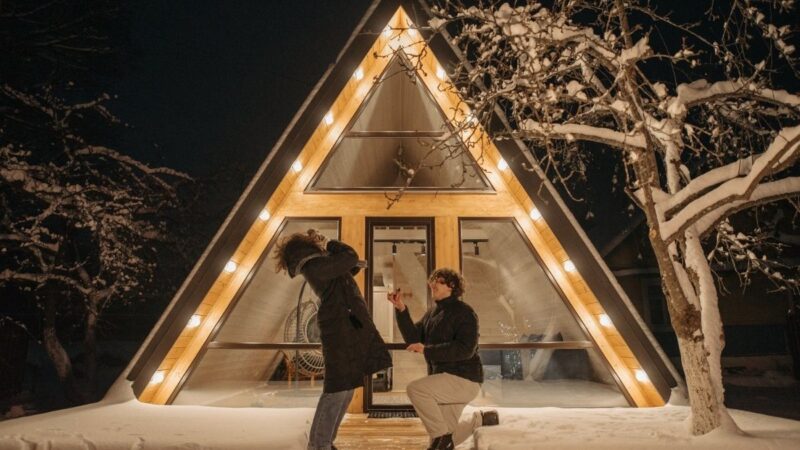 Proposition de mariage dans la neige