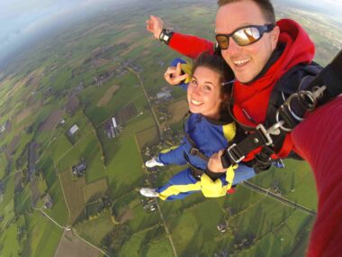 couple skydiving