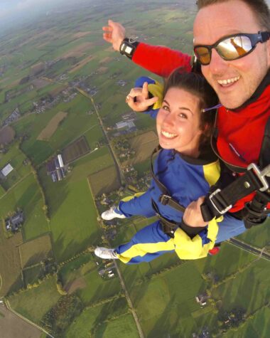couple skydiving